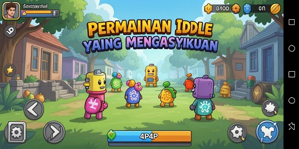 Tangkapan layar menunjukkan karakter dalam aksi pada game Idle.