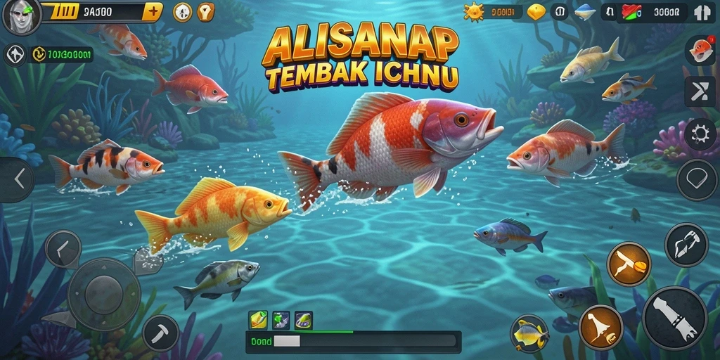 Screenshot gameplay seru ALISANRP menembak ikan.