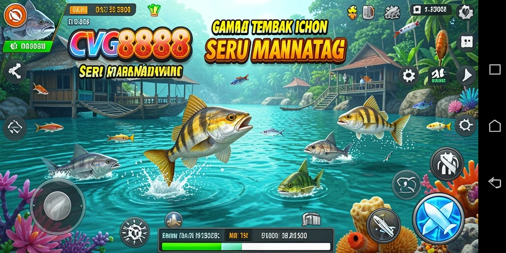 Tangkapan layar CVG8888 menampilkan adegan menembak ikan yang seru.