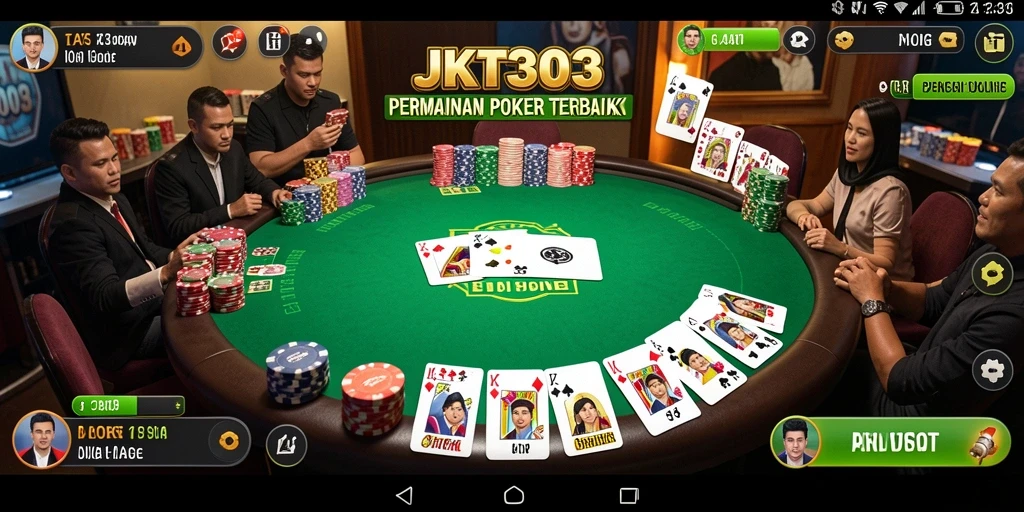Tangkapan layar gameplay JKT303 menampilkan suasana poker yang mendebarkan.
