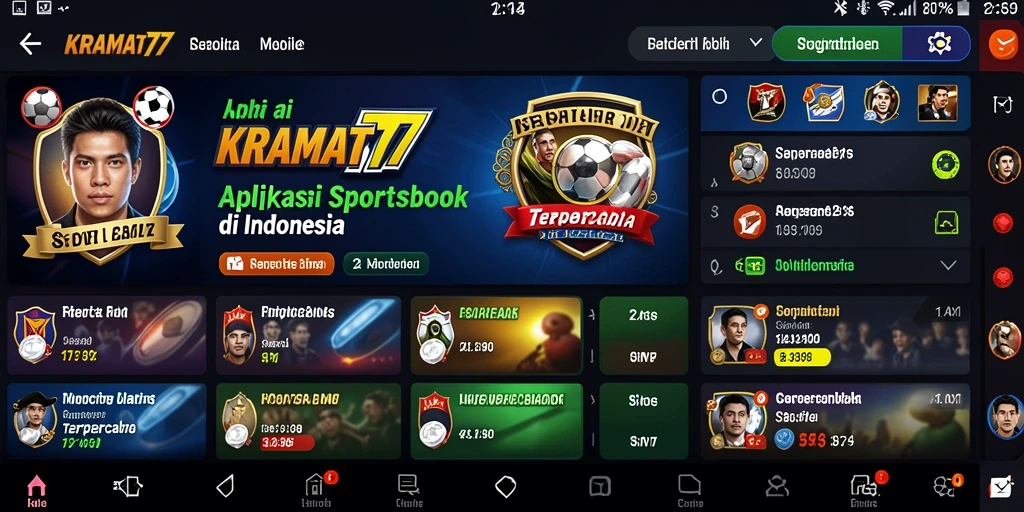 Tangkapan layar KRAMAT77 menampilkan tampilan antarmuka taruhan olahraga yang interaktif.