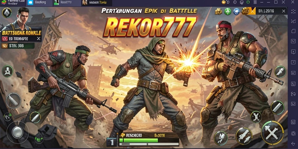 Tampilan gameplay seru dalam pertarungan Battle Royale yang mendebarkan.