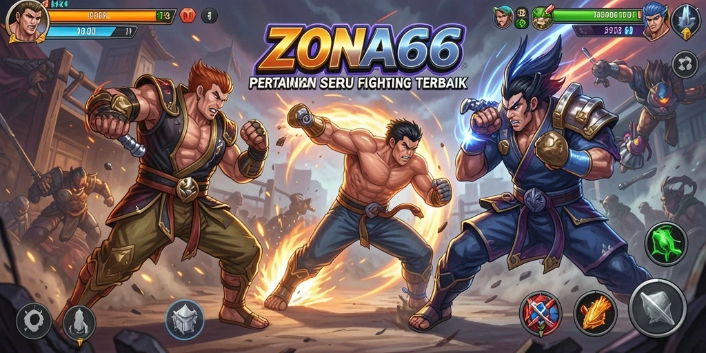 Screenshot ZONA66 menampilkan pertarungan intens dengan efek visual yang menakjubkan.